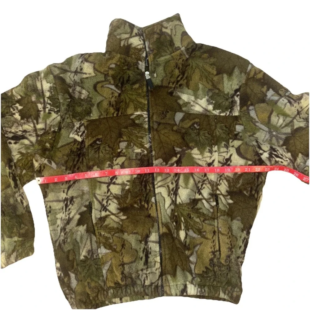Above Sea Level 10K Mens Camo Leaf Print Fleece Full Zip Jacket Green Brown M